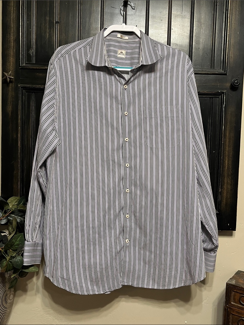 Peter Millar Men's Long-Sleeve Pinstripe Dress Shirt XL